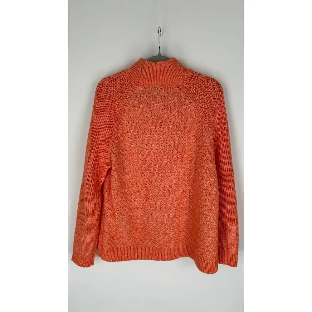 Talbots Mock Neck Wool Blend Sweater Pullover Womens XL Orange Long Sleeve